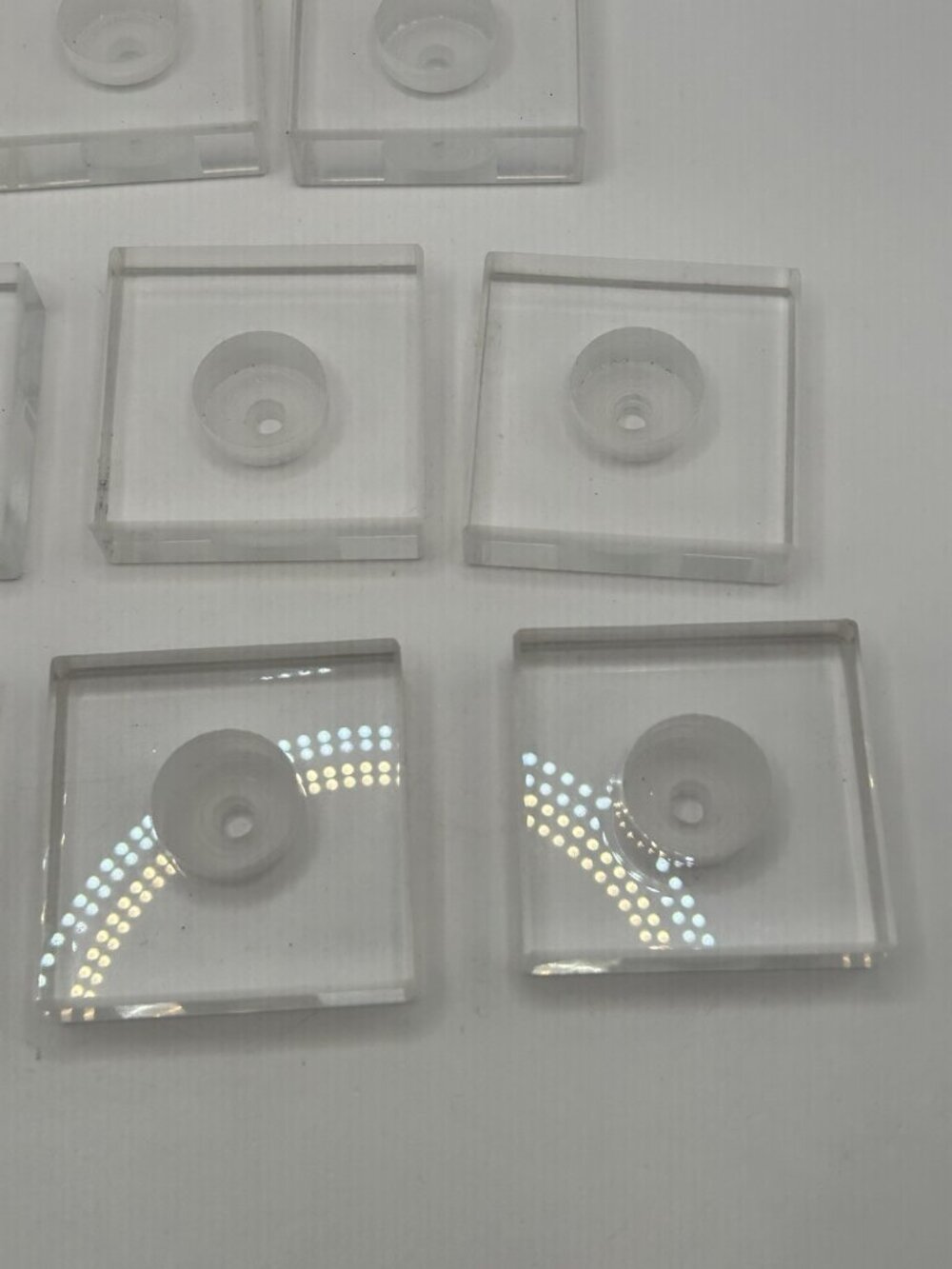 Lot of 8 Clear Acrylic Lucite Display Mount Blocks 2” Square Recessed Center - Picture 3 of 15